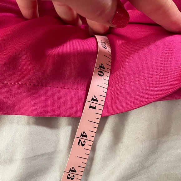 Misslook Pink Midi Dress Size knit spandex bell floral beaded sleeves size 14 - Picture 16 of 16